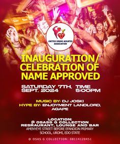 an event flyer for the celebration of name approved