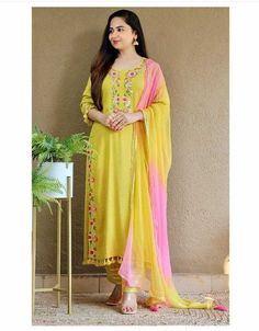 #eBay #eBayStore #eBaySeller #Indian #XL #WinterSummerAndSpring #Handmade #SalwarKameez #India #Knee #RoundNeck #Women #Yellow #Rayon #YesFullyStitched New Indian Dresses, Pakistani Kurta, Pink Anarkali, Kurti Pant, Gotta Work, Pakistani Salwar Kameez, Kurtis With Pants, Dupatta Set, Anarkali Suit