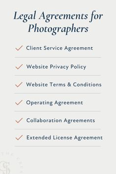 the legal agreement for photographers is shown in this screenshote image, and it appears to be on display