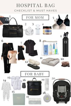 the hospital bag checklist and must haves for mom's first year baby