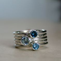 Aquamarine+Swiss+Blue+Topaz+&+London+Blue+Topaz+by+KiraFerrer,+$118.00 Stackable Blue Topaz Ring Fine Jewelry, Stackable Blue Topaz Ring In Fine Jewelry Style, Fine Jewelry Stackable Birthstone Rings In Blue Topaz, Blue Topaz Birthstone Stackable Rings, Blue Topaz Birthstone Stackable Rings Fine Jewelry, Anniversary Blue Topaz Faceted Rings, Blue Gemstone Stackable Rings In Sterling Silver, Stackable Blue Topaz Ring For Anniversary, Blue Sterling Silver Stackable Rings With Gemstones