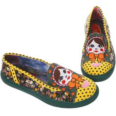 Dolly | Womens Shoes | Irregular Choice Slip On Trainers, Yellow Polka Dot, Christmas Men