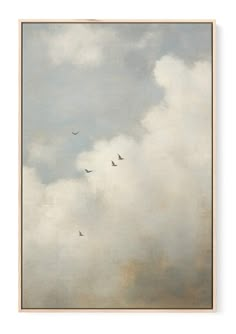 a painting with birds flying in the sky