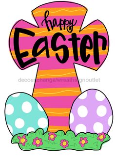 Happy Easter Door Hanger Cross Wood Sign Decoe-W-542 22 Easter Egg Window Art, Easter Template Free Printable, Happy Easter Cross, Easter Rocks, Easter Paintings, Easter Templates, Easter Printable, Easter Door Hanger, Fun Wreath