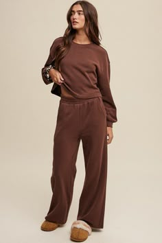 Knit Sweat Top and Pants Athleisure Lounge Sets - MOD&SOUL - Contemporary Women's Clothing Top And Wide Leg Pants, Knit Lounge Set, Lily Calloway, Boy Girl Twins, Winter Inspo, Sweat Top, Top And Pants Set, Cozy Knit, Lounge Set