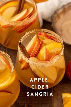 two glasses filled with apple cider sangria