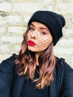 Handmade Knitted Warm Beaded Crystal Hat With Birdcage Veil All Colors | eBay Veil Hat, Cool Beanies, Modern Hat, Merry Widow, Princess Hat, Veiled Hats, Glamour Vintage, Black Beanie, Church Hats