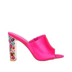 Leather Shoes For Women, Jeweled Heels, Perfect Heels, Satin Heels, Satin Pumps, Fuchsia Color, Everyday Outfit, 4 Inch Heels, Shoes For Women