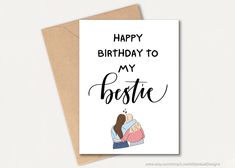 a greeting card with the words happy birthday to my fosterer and two women hugging each other