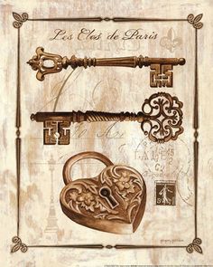 a painting of two keys and a heart shaped key