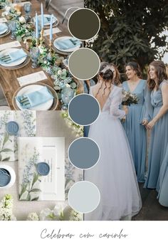 the color scheme for this wedding is blue and gray