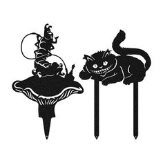 Alice In Wonderland - Set 3 Assorted / Black - RealSteel Center Gothic Alice In Wonderland, Alice In Wonderland Drawings, Disney Baby Shower, The Cheshire Cat, Steamboat Willie, Metal Garden Art, Front Yards, Lodge Decor, Custom Metal Signs