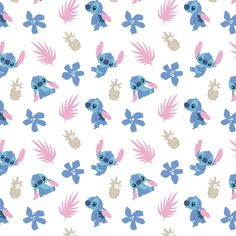 an image of a pattern with lillies and pineapples on white background for wallpaper