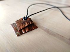 Rustic copper pendant with adjustable leather cord and protective linseed oil coating. Adjustable Rectangular Bronze Jewelry, Adjustable Bronze Copper Necklace, Adjustable Electroformed Bronze Necklace, Copper Necklace With Adjustable Cord As Gift, Adjustable Rust-colored Jewelry Gift, Adjustable Copper Necklace With Cord, Rust Adjustable Jewelry For Gifts, Industrial Necklace, Masculine Jewelry