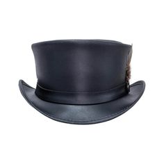 Description The Marlow Mens Leather Top Hat is handmade in the USA from 100% authentic top-grain cowhide leather. This mens top hat may not be cheap, but it’s the best leather top hat you can buy. Loved by Harley Davidson, motorcycle and steampunk subculture enthusiasts, this short crown, coachman style men’s biker top hat is for the man who isn’t afraid to stand out in a crowd. It is the highwayman; the gentleman-thief whose exploits are the stuff of song and story. Capture that essence in the Leather Top Hat, American Hat Makers, Steampunk Top, Steampunk Top Hat, Gothic Tops, Black Top Hat, Steampunk Hat, Harley Davidson Motorcycle, Cool Hats