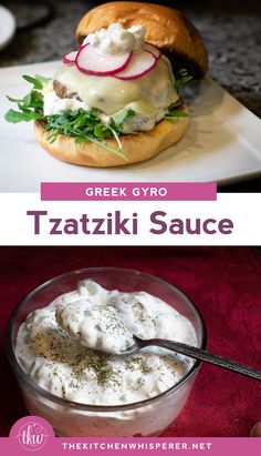 greek gyro with tzatziki sauce in a glass bowl