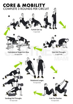 a diagram showing how to do the core and mobility exercises for beginner athletes