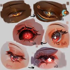 the different parts of an eye that are shown in this drawing technique, including eyes and eyelashes