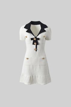 Short Sleeve Embellished Mini Dress - White Mean Blvd Dress, Chanel White Dress, Chanel Mini Dress, Chanel Tweed Dress, Future Clothing, Senior Homecoming, Tweed Mini Dress, Embellished Mini Dress, Chanel Dress