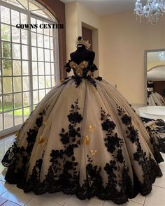 Black 3D Flowers Gold Crystal  Quinceanera Dress 2024 Ball Gown Sweet 16 Dresses Corset vestidos de Black Quince Dress, Champagne Quinceanera, Black Quinceanera, Vestido Charro, Mexican Quinceanera Dresses, Charro Quinceanera Dresses, Champagne Quinceanera Dresses, Quinceanera Themes Dresses, Quinceanera Dresses Gold