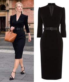 Classy Mysterious Outfits, Elegant Office Outfit Classy, Formal Attire Women Dress, Pencil Dress Outfit Classy, Lawyer Dresses, Classic Dresses For Women, Formal Attire Women, Black Work Dresses, Stylish Office Wear