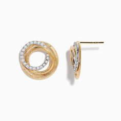 Effy Duo 14K Two-Tone Gold Diamond Statement Stud Earrings Statement Stud Earrings, Gold Diamond Earrings, Gold Yellow, Gold Diamond, Diamond Earrings, Two Tone, Stud Earrings, Yellow, Gold