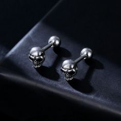 Silver Gold Black Small Skull Stud Earrings Punk Retro Jewelry Surgical Steel | eBay