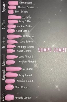 #shape #nails #acrylic Nail Inspo Shape, Nails Chart Shape, Acrylic Nail Length And Shape Chart, Nails Acrylic Size Chart, Acrylic Nails For January Simple, Red Nails Acrylic Easy, Nails 2023 Trend Colors, Acrylic Nail Styles Shape, Gel Nail Styles Shape