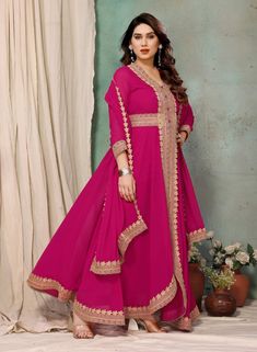 Buy Women's Beautiful Pink Pakistani Suit Set With Dupatta Online in India - Etsy Fitted V-neck Sets, Elegant V-neck Anarkali Set For Eid, Fitted V-neck Anarkali Sets, Fitted Anarkali Set With V-neck, Fitted Anarkali V-neck Set, Pink V-neck Sets With Dupatta, Pink V-neck Wedding Sets, Fitted V-neck Palazzo Set For Festive Occasions, Traditional Pink V-neck Sets