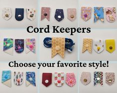 there are many different types of ties on this page, and the words cord keepers choose your favorite style