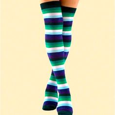 Multi-Color Mardi Gras Colored Striped Over Knee Thigh High Socks Nwt One-Size Product Measurement Length:5.9 Inch, Height:19.7 Inch, Purple Fitted Knee-high Socks, Fitted Multicolor Leg Warmers, Blue Thigh High Legwear For Winter, Casual Blue Thigh-high Stockings, Casual Blue Thigh High Stockings, Casual Blue Stretch Stockings, Trendy Multicolor Thigh High Stockings, Trendy Blue Stretch Stockings, Trendy Stretch Blue Stockings