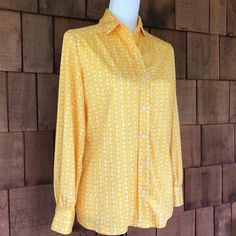 1970s yellow rose button down by Rhodes California. Everyone needs a little more happy yellow in their day. ☀️ M-L  bust 40 sleeve 23 length 24 Excellent condition Happy Yellow, 70s Shirts, Womens Blouses, Yellow Shirt, Plaid Vest, Maxi Coat, Yellow Shirts, Wool Vest, Puff Sleeve Blouse