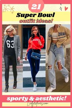 21 super bowl outfits for women! Fashion advice woman tips, fashion ideas outfits. How to wear to super bowl party outfit, What to wear to a super bowl party, Fashion outfit to wear for super bowl, winter superbowl outfit, Casual super bowl outfits, super bowl outfits for women jersey, chic super bowl outfits for ladies, super bowl party outfits, Aesthetic super bowl outfit ideas, fashion advice woman style, woman outfit, outfit ideas for women Super Bowl Weekend Outfits, Super Bowl Looks, Sporty Party Outfit, Superbowl Outfit Ideas, Super Bowl Outfits For Women 2024, Super Bowl Outfits For Women Chiefs