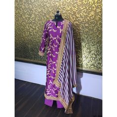 Purple Colour Dress Indian, Purple Colour Suit, Purple Colour Dress, Banarasi Suit Designs Latest, Banarasi Suit Designs, Suits Pattern, India Wedding Dress, Plazzo Suit, Sabyasachi Collection