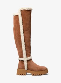 Fuzzy Fall Boots, Over The Knee Ugg Boots, Tall Sweater Boots, Camel Shearling Boots, Sherpa Boots Women, Fur Lined Suede Boots, Michael Kors Winter Boots, Cozy Essentials, Shearling Boots