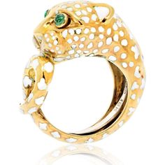 Indulge in the realm of luxury, where craftsmanship and creativity unite in the David Webb Platinum & 18K Yellow Gold Leopard With White Enamel Ring. This exquisite piece of jewelry is a testament to elegance and style, designed to elevate your look to new heights. The combination of platinum, 18K yellow gold, and white enamel creates a striking contrast that catches the eye and commands attention.What sets this ring apart is the intricate detailing of the leopard with mesmerizing green eyes. It's not just a ring; it's a work of art that exudes sophistication and charm. Whether you're attending a glamorous event or adding a touch of luxury to your everyday attire, this ring is the perfect accessory to express your unique sense of fashion.Crafted from high-quality materials, including plati Luxury Diamond Enamel Ring, Elegant Enamel Diamond Ring, Luxury Formal Rings With Unique Design, Luxury Formal Ring With Unique Design, Luxury Rings With Unique Design For Formal Occasions, Luxury Polished Snake Ring For Formal Occasions, Luxury Enamel Rings For Formal Occasions, Elegant Gold Diamond Ring With Enamel, Luxury Open Ring With Unique Design