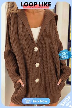 Brown Chunky Knit Lapel Collar Button Up Cardigan Soft Sweaters, Button Up Cardigan, Softest Sweater, Cardigan Tops, Lapel Collar, Chunky Knit, Button Up, Shop Now, Boutique