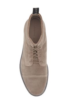 This cap-toe boot is shaped from supple leather and grounds any ensemble in timeless style. 5 1/4" shaft height Leather upper and lining/rubber sole Imported Mens Suede Boots, Taupe Leather Boots, Medium Width, Cap Toe Boots, Nordstrom Store, All Saints, Suede Boots, Boots Men, Timeless Fashion, Leather Upper