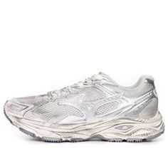 Shop Mizuno Racer S 'White Metallic Silver' D1GH223518 at KICKS CREW — your go-to for authentic, stylish sneakers. Whether for fashion, performance, or collection, find your perfect pair with us. White Low-top Running Shoes With Shock Absorption, Jogging Running Shoes With Ventilation And Round Toe, White Walking Shoes With Shock Absorption, White Walking Shoes With Shock Absorption For Jogging, White Walking Shoes For Jogging With Shock Absorption, Silver Breathable Running Shoes With Round Toe, Silver Breathable Running Shoes For Sports, Silver Running Shoes With Boost Midsole For Sports, White Running Shoes With Ventilation