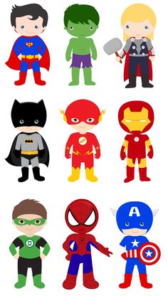 an image of children's superhero character cut outs