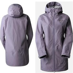 The Dryzzle Futurelight Parka Offers Exactly The Weather Protection You Need. Not Only Is It Waterproof, Windproof And Breathable, But The Longer Cut Provides Ideal Protection While Hiking. Plus, Side Seams Have Been Added For A Feminine Shape While Protecting You From Heavy Downpours. The Parka Is Made From Recycled Materials - So You Can Get Closer To Nature In Any Weather. Features Of The North Face Women's Dryzzle Futurelight Parka Breathable, Waterproof And Seam-Sealed Futurelight Shell. Pa The North Face Purple Long Sleeve Outerwear, The North Face Purple Outerwear For Fall, Long Cut, Closer To Nature, Rain Coat, Spring Wardrobe, Parka Jacket, North Face Women, North Face Jacket