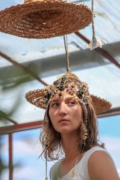 Flower Forehead Circle Headpiece Floral Hair Jewelry Wearable - Etsy Georgia Bohemian Crown Hair Accessories For Festivals, Festival Beaded Headband, Beaded Festival Headband, Beaded Headband For Festivals, Bohemian Crown Headpiece For Carnival, Bohemian Headpiece For Carnival Party, Bohemian Headpieces For Beach Summer, Summer Adjustable Headpiece With Handmade Flowers, Bohemian Carnival Headband