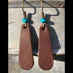 Coconut Brown Is Classic Color Paired With Turquoise Gives A Relaxed Southwestern Feel Take A Look At Other Styles In My Closet. Get A Pair For Your Favorite Friend Or Family! Handmade By Me With Real Genuine Furniture Grade Leather, In The Foothills Of Nc. This Is A Boutique Favorite .Cuff Bracelet Options That Match These Earrings. Bundles And Offers Accepted Suede Earrings, Hippie Cowgirl, Favorite Friend, Color Pairing, Leather Earrings, Leather Jewelry, Jewelry Ideas, Leather Handmade, Cuff Bracelet