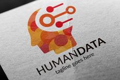 the logo for humandata is shown in red and orange colors on white paper