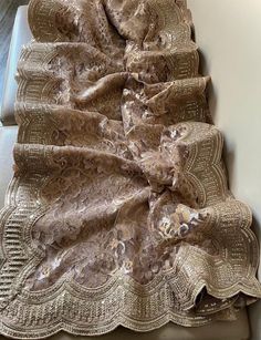 On Chantily lace with scalloped sequins work Prebooking Chantily Lace, Scalloped Border, Border Saree, Beautiful Saree, Hand Weaving, Saree, Ships, India, Clothes For Women