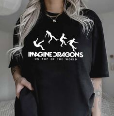 Vintage Imagine Dragons T-shirt Imagine Dragons Merch, Imagine Dragons Shirt, Trending Music, Top Trending, Baby Tshirts, Top Trends, Black And Navy, T Shirt