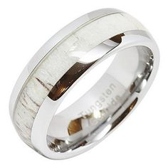 men's wedding band with white antelope inlay