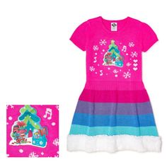 Nwt Trolls Sweater Christmas Dress Size L 10-12 Winter Playful Blue Dress, Playful Blue Winter Dress, Playful Blue Dress For Winter, Pink Short Sleeve Winter Dresses, Pink Playful Winter Dress, Playful Pink Winter Dress, Christmas Dress, Kids' Dresses, Christmas Sweaters