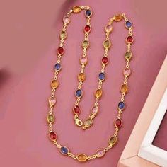 Gold Rodium Polish Multicolor color Chain in Metal Alloy studded with CZ Diamond Elegant Multicolor Necklace With Delicate Chain, Elegant Multicolor Metal Chain Necklace, Elegant Multicolor Adjustable Chain Necklace, Elegant Multicolor Metal Necklace, Multicolor Jewelry With Adjustable Chain For Party, Multicolor Metal Chain Necklace For Party, Trendy Multicolor Metal Chain Necklace, Rainbow Metal Jewelry With Adjustable Chain, Multicolor Link Jewelry With Adjustable Chain