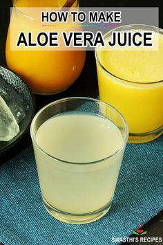 Learn how to make Aloe Vera Juice at home with just 2 ingredients. This homemade aloe vera drink or aloe water is easy to make, 100% pure, fresh and all natural. It tastes refreshing & is packed with many health benefits. Aloe Vera Juice For Skin, Aloe Drink Recipe, How To Make Aloe Vera Juice, Aloe Vera Recipes Food, Aloe Vera Drink Recipe